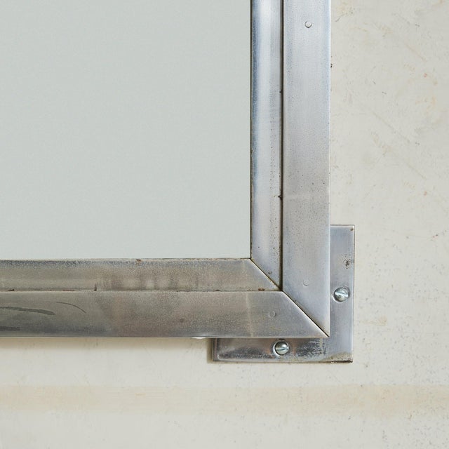 Mid-Century Modern Italian Brushed Metal Wall Mirror, 1960s For Sale - Image 3 of 10