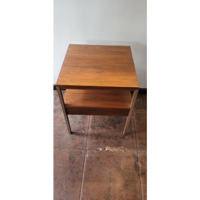 Auburn Mid Century Walnut Paul McCobb Calvin "Linear Group" Nightstand or End Table With Drawer For Sale - Image 8 of 9