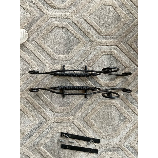 Metal Custom Hand-Forged Wrought Iron Door Pulls For Sale - Image 7 of 10