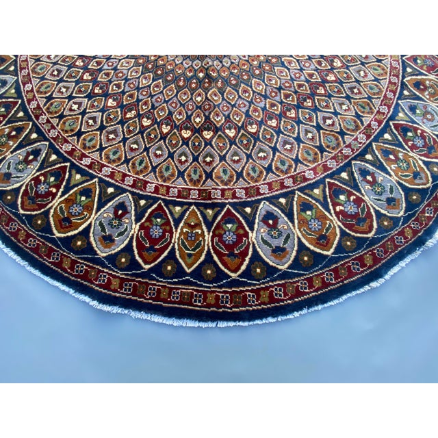 Persian Handmade Round Medallion Rug With Persian Tabriz Design – 6.5ft For Sale - Image 3 of 8