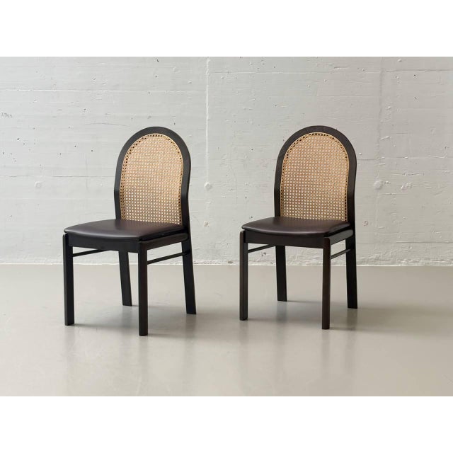 Chairs with Wicker and Leather Seats by Dietiker, 1980s, Set of 6 For Sale - Image 14 of 16