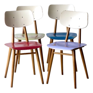 Bistro Chairs from Ton, 1960, Set of 4