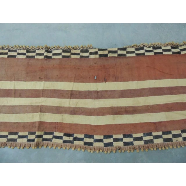 Vintage Rust and Black African Raffia Ceremonial Skirt Textile For Sale - Image 9 of 10