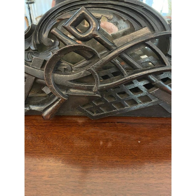 Large Antique Victorian Console Table in Carved Mahogany with Mirror Back For Sale - Image 9 of 18