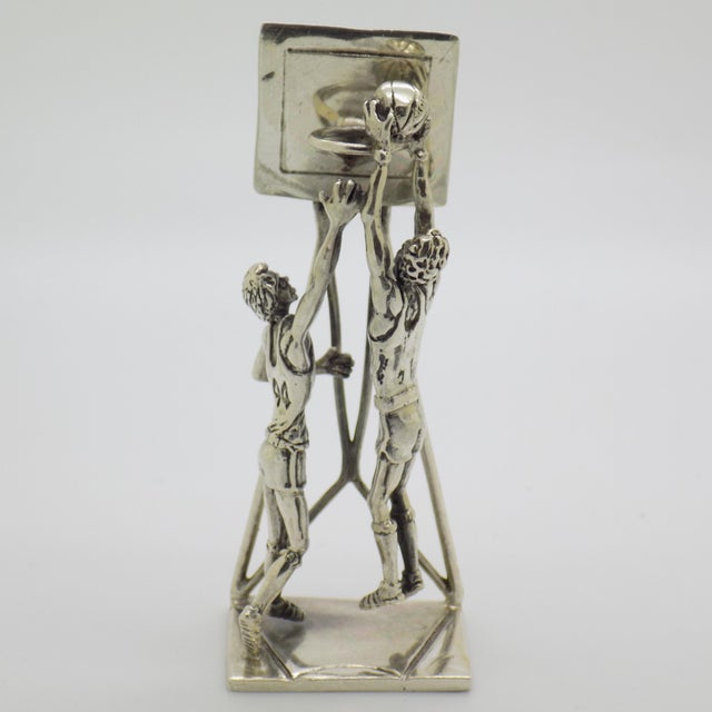 Italian Vintage Italian Handmade Sterling Silver 925 Basket Players Large Rare Figurine Sculpture For Sale - Image 3 of 11