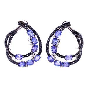 Tanzanite & Diamond Hoop-Style Earrings, A Pair