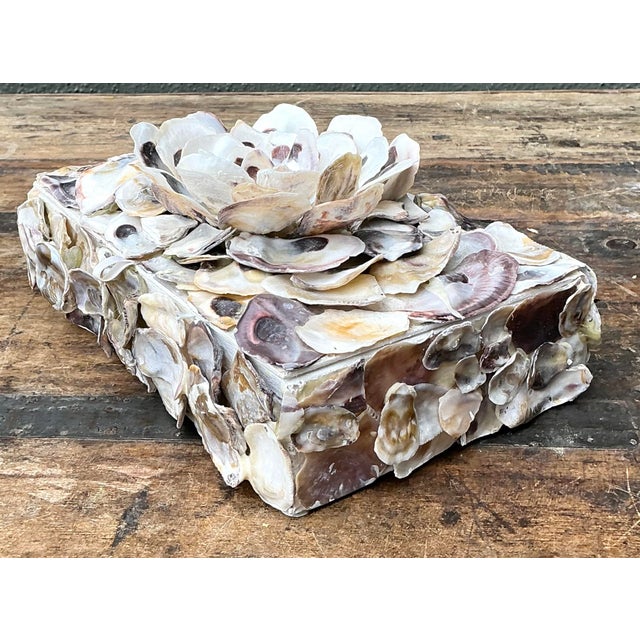 Vintage Oyster Shell Encrusted Box For Sale - Image 4 of 12