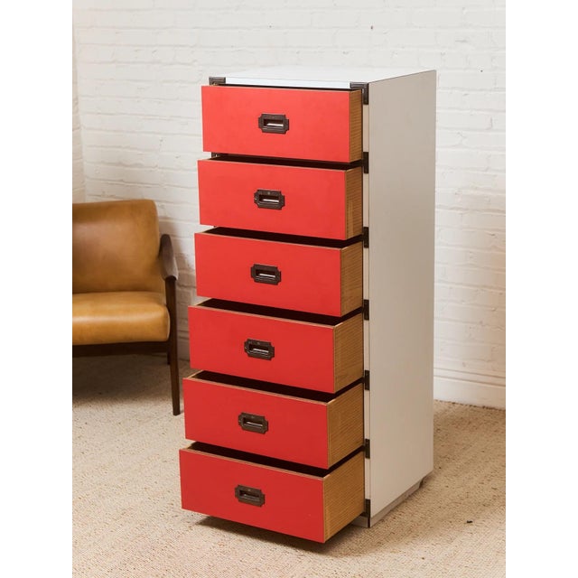 Vintage 1970s Colormates Tallboy Dresser: Mid-Century Modern Red Chest of Drawers For Sale - Image 10 of 12