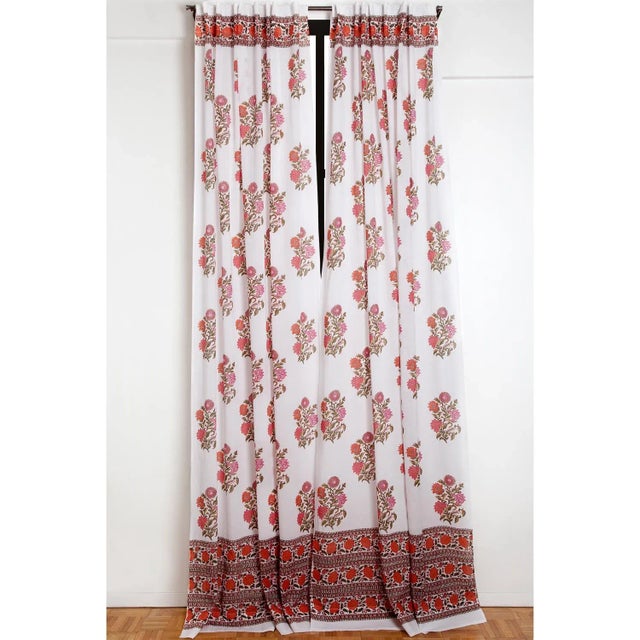 Not Yet Made - Made To Order Sanya 45" X 96" Pink & Orange Curtain For Sale - Image 5 of 5