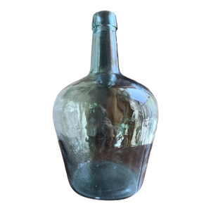 Mid 20th Century Spanish Viresa Green Glass Demijohn Bottle Olive Oil/Wine Vessel