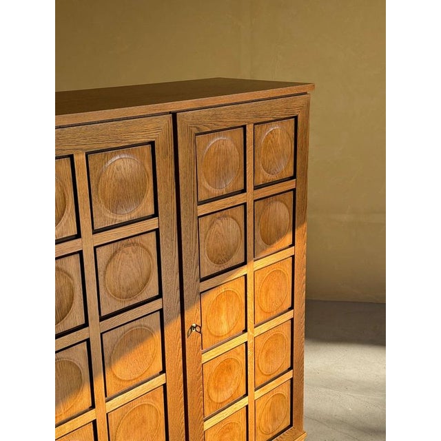 Brutalist Oak Highboard Cabinet, 1980s For Sale - Image 6 of 12