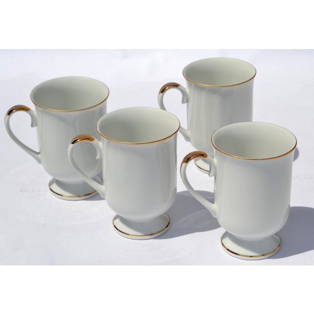 Set 4 Japan Porcelain & Gold Trim Footed Mug Christmas Holly by All the Trimmings For Sale - Image 11 of 16