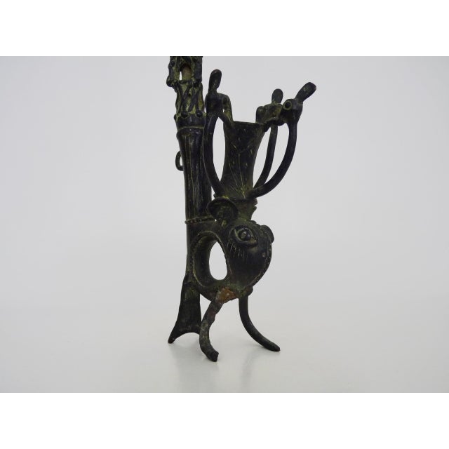 Large Vintage Zoomorphic Bamoun Bronze Pipe Cameroon, 1960s For Sale - Image 6 of 11