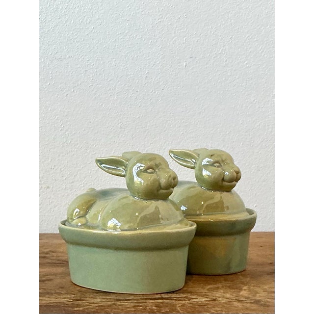 Vintage Boho Petite Bunny Lidded Casserole Dishes - A Pair For Sale - Image 9 of 12