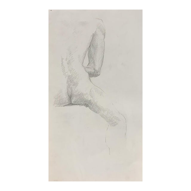 Vintage Nude Back Pencil Sketch Paper Original Art Judy Horowitz 75 Gallery Wall For Sale