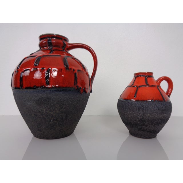 Red & Black Lava Ceramic Vases by Heinz Siery for Carstens, 1960s, Set of 2 For Sale - Image 17 of 17