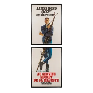 French James Bond On Her Majestys Secret Service Posters from Eon Productions, 1969, Set of 2