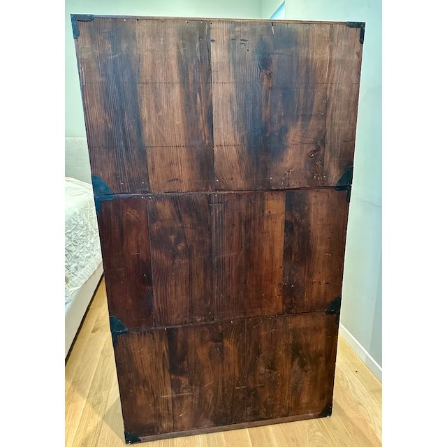 Japanese Antique Meji Period Three Section Japanese Isho Tansu Clothing Chest For Sale - Image 3 of 14