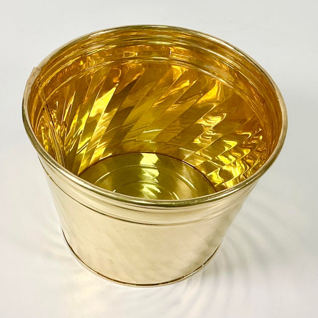 Mid 20th Century Mid-Century Hollywood Regency Boho Chic English Style Twisted Ribbed Brass Planter For Sale - Image 5 of 9