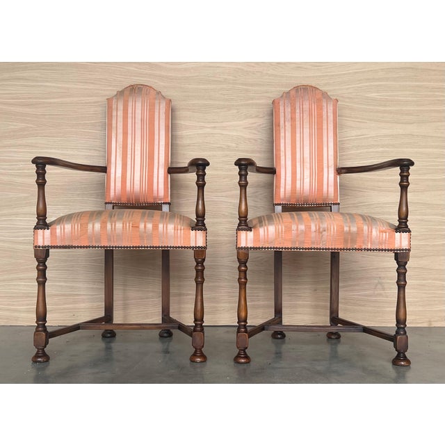 Mid 20th Century Pair of Spanish Armchairs with High Back signed by Valenti For Sale - Image 18 of 18