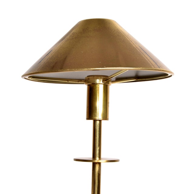 Metal Vintage Maison Jansen Style Mid-Century Modern Patinated Brass Steel Floor Lamp For Sale - Image 7 of 15