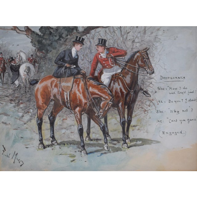 Traditional Deep-Lomacy Fox Hunt Scene Watercolour by George Finch Mason For Sale - Image 3 of 8