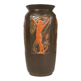 Roseville Pottery Rosecraft Panel Art Deco Vase C. 1920-26 For Sale