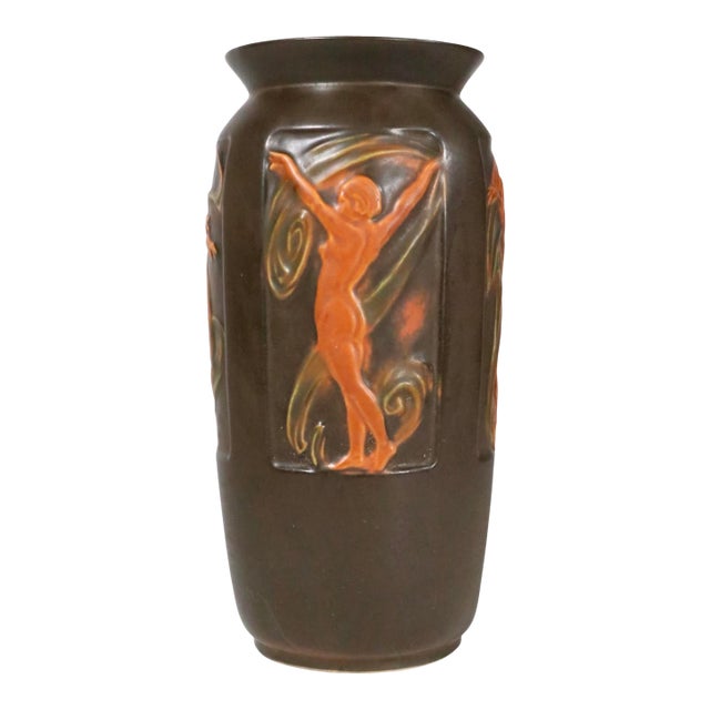 Roseville Pottery Rosecraft Panel Art Deco Vase C. 1920-26 For Sale