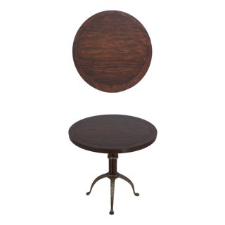 Theodore Alexander Round Mahogany Iron Base Table For Sale