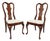 Vintage Queen Anne Style Crotch Mahogany Dining Room Side Chairs - A Pair For Sale