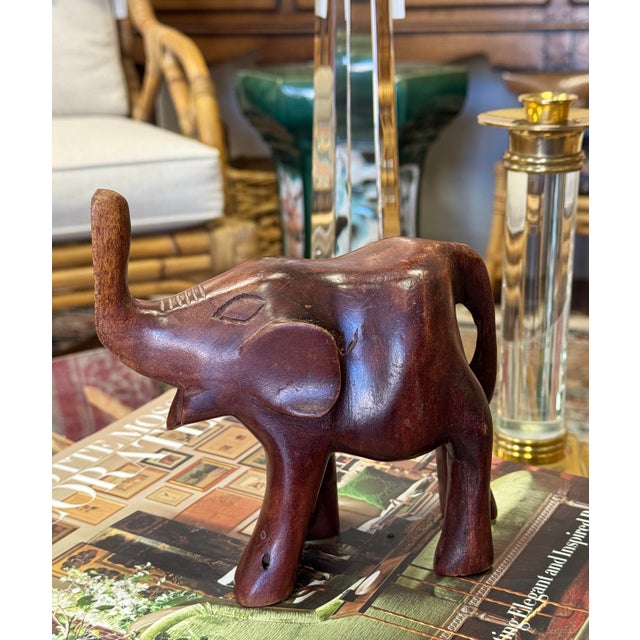 Vintage Carved Wood Elephant Figure For Sale - Image 10 of 10