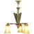 Art Deco Brass Chandelier with Three Arms & Glass Lampshades For Sale - Image 3 of 18