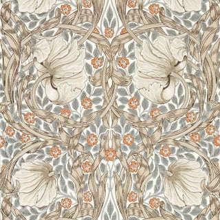 Morris & Co Pimpernel Wallpaper in Linen/Coral - a Sample For Sale