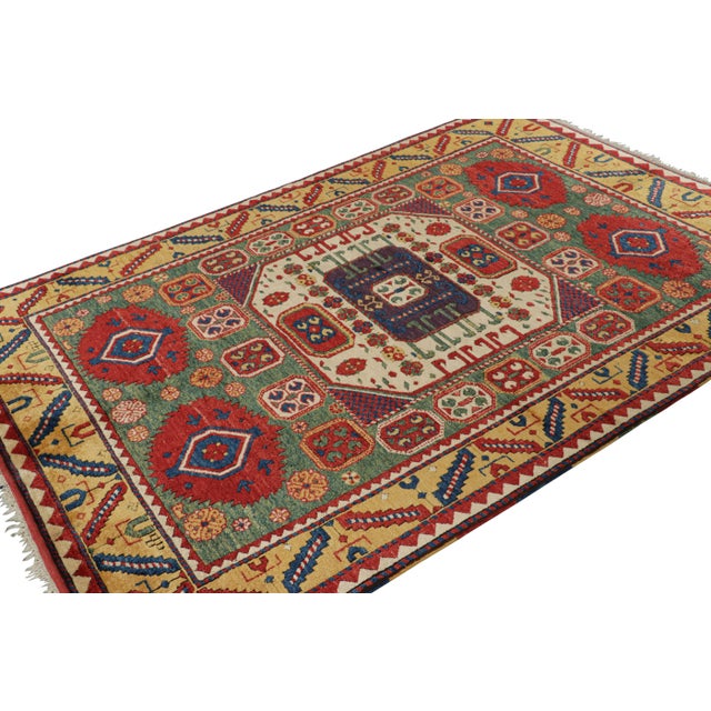 Rug & Kilim Vintage Tribal Runner in Green With Colorful Medallions | Rug & Kilim For Sale - Image 4 of 8