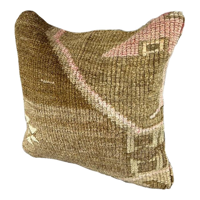 20 x 20 Rug Pillow Sapphire Lagoon Turkish Pillow Cushion Cover For Sale