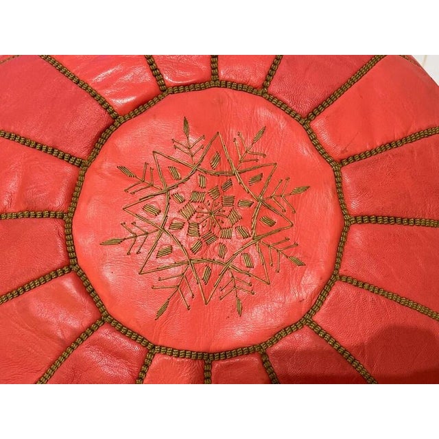 2020s Contemporary Moroccan Leather Pouf Ottoman Cover For Sale - Image 5 of 6