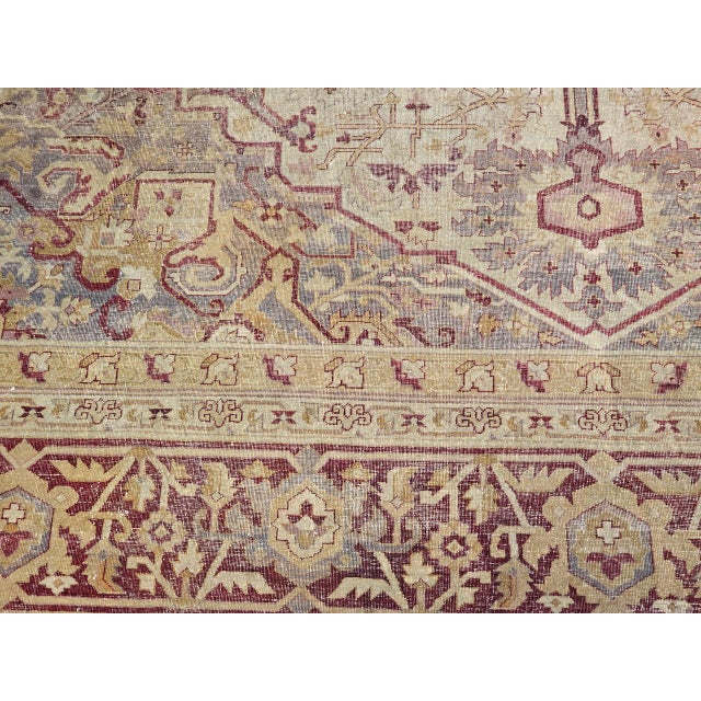 19th Century Agra Rug, Hand-Knotted Wool, Geometric Design, Pale Purple & Gray, 12' X 14’ For Sale - Image 18 of 18
