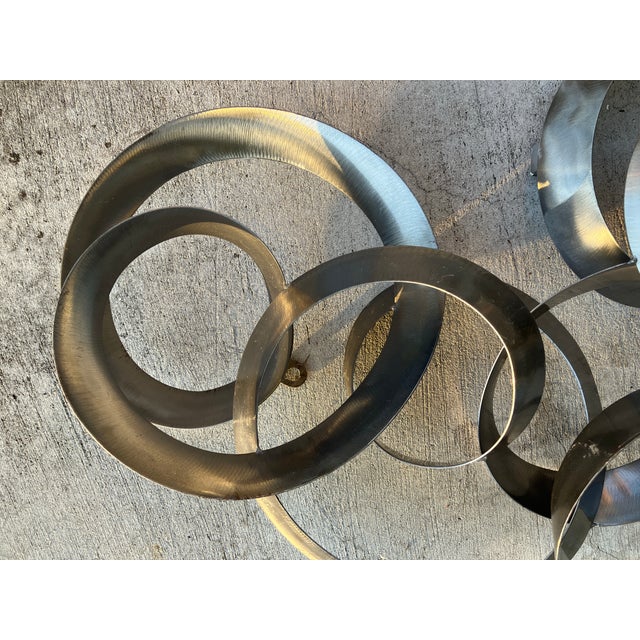 1980s Curtis Jere Steel Hanging Circles Sculpture, Titled "Continuity" For Sale In Miami - Image 6 of 12