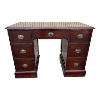 Vintage Victorian Style Mahogany Twin Pedestal Writing Desk. For Sale