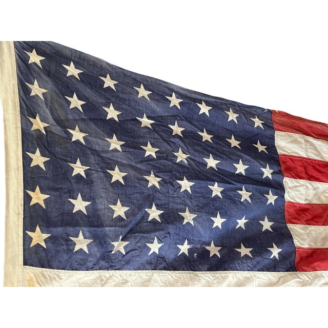 Vintage Early 1900s 48-Star American Flag – Sewn Cotton – Pre-1959 – 56" X 33" For Sale In Jacksonville, FL - Image 6 of 9