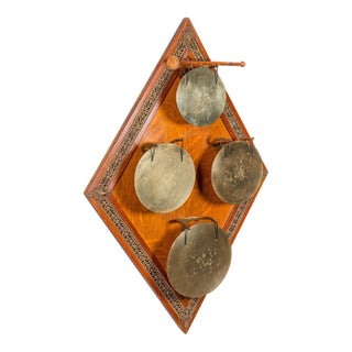 Antique 4 Strike Palazzo Wall Chime, Italian, Brass, Oak, Dinner Gong, Victorian For Sale