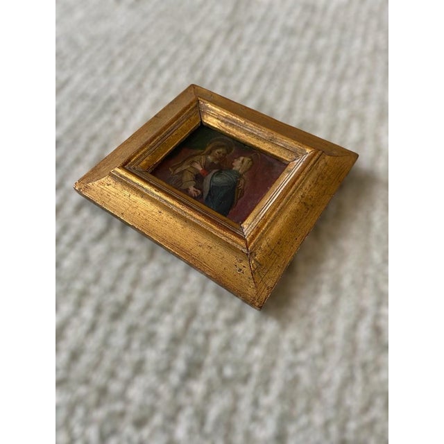 Antique Retablo 18th-century Old Master Oil Painting on Metal "Vision of the Virgin" Condition: good pre-owned, as shown...