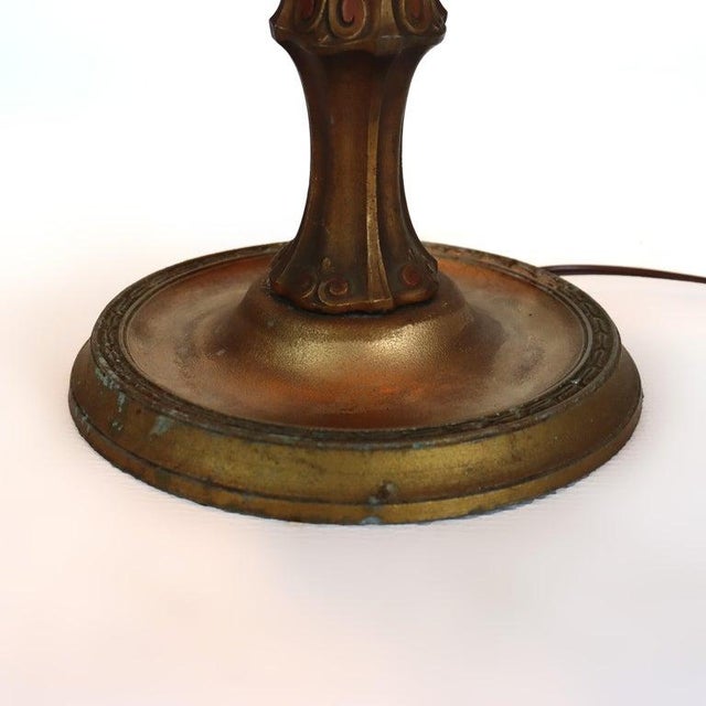 Antique Jefferson Textured Reverse Painted Landscape Table Lamp C1920 For Sale - Image 4 of 14