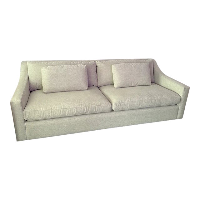 Contemporary Attributed to Arhaus Ashby Antique White Fabric Sofa – 1 Piece For Sale