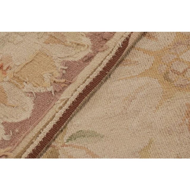 Textile Rug & Kilim’s Aubusson Rug in Beige With Colorful Floral Patterns For Sale - Image 7 of 7