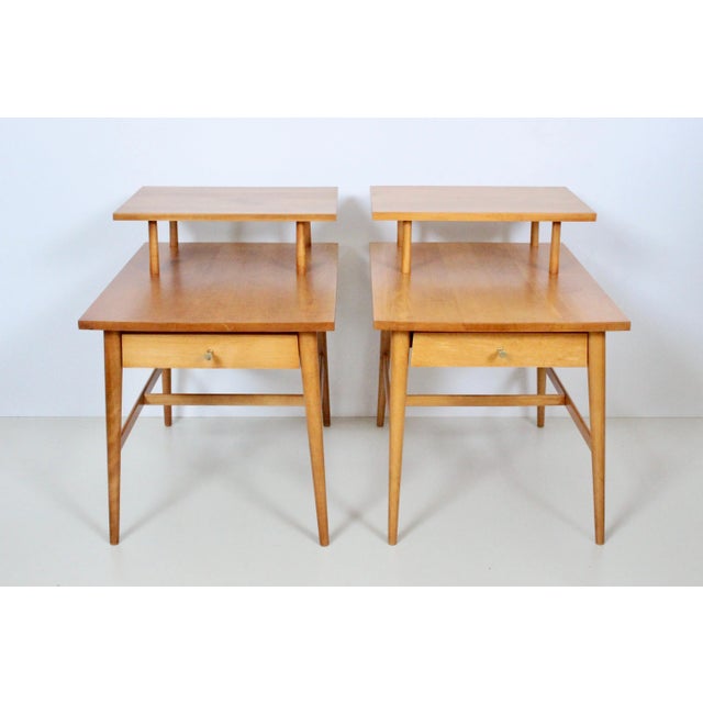 Classic pair Paul McCobb for Planner Group, Winchendon Furniture, two-tier #1589 step side tables, 1960s. Featuring solid...
