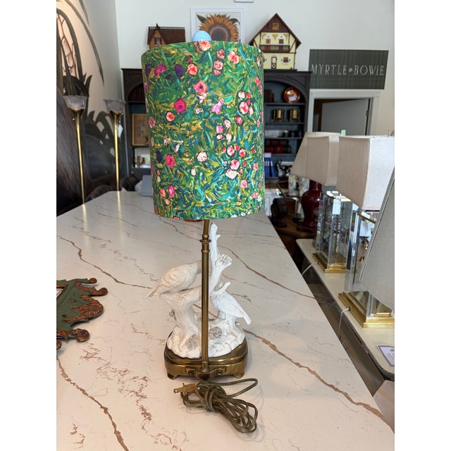 Hollywood Regency 1960s Italian Porcelain Bird Lamp For Sale - Image 3 of 3