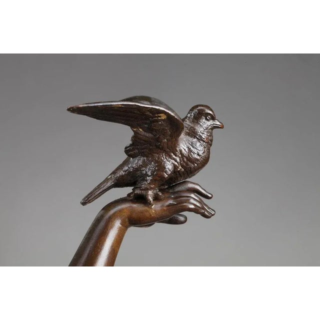 Bronze Femme Aux Colombes Sculpture by Charles-Alphonse Gumery For Sale - Image 10 of 18
