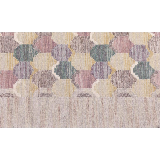 Mid 20th Century Mid-20th Century Swedish Flat Woven Rug by Jönköpings Läns Hemslöjd For Sale - Image 5 of 7