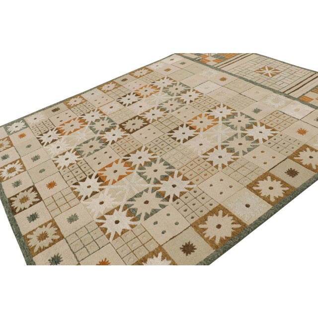 Contemporary Rug & Kilim’s Scandinavian Style Rug in Beige-Brown With Geometric Patterns For Sale - Image 3 of 7